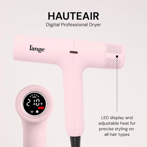 L'ANGE HAIR HauteAir Digital Professional Hair Dryer | LED Display for Precision Heat Control | Fast-Dry Brushless Motor with Cool Shot | Negative Ion Technology | Lightweight & Self-Cleaning (Black)