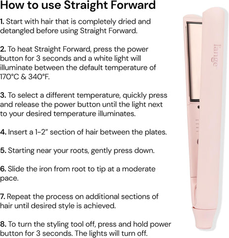 L’Ange Hair Straight Forward Titanium Flat Iron | Professional 2-in-1 Hair Styling Iron | 1" Snag-Free Hair Straightener | Fast Heat-Up, Adjustable Temperature, Auto Shut-Off, Dual Voltage, Blush