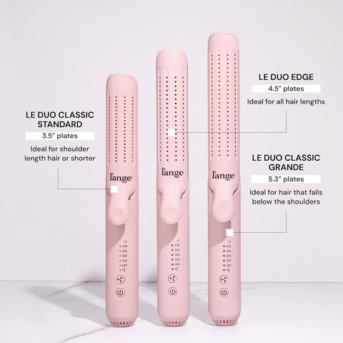 L'ANGE HAIR Le Duo Edge 360° Airflow Titanium Styler Blush | 2-in-1 Flat Iron Straightener & Curling Iron | 1” Wide Titanium Plates with Rounded Corners & Softly Beveled Edges (Blush)