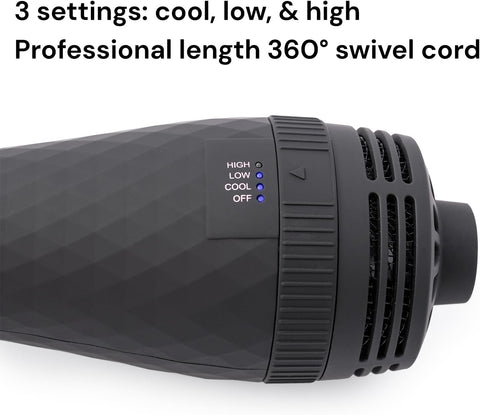 L'ANGE HAIR Le Volume 2-in-1 Titanium Blow Dryer Brush | Frizz Control Blowout Hair Dryer Brush For Drying And Straightening | Volumizing Hot Air Styler For All Hairstyles | Oval Barrel | Black - 60mm