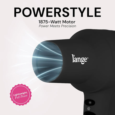 L'ANGE HAIR PowerStyle Turbo Ionic Hair Dryer | 1875 Watt Professional Blow Dryer with Diffuser & Concentrator | Multiple Heat & Speed Settings for Fast Drying | Salon-Grade Styling Tools, Black
