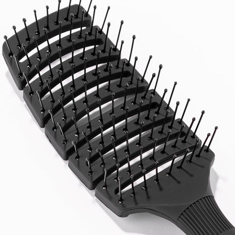 L'ANGE HAIR Siena Curved Vented Hair Brush | Detangling Brush with Nylon Bristles | Best for Tangles and Knots | Ideal for Men and Women | Flexible Design for Airflow (Black)