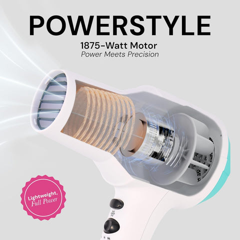 L'ANGE HAIR PowerStyle Turbo Ionic Hair Dryer | 1875 Watt Professional Blow Dryer with Diffuser & Concentrator | Multiple Heat & Speed Settings for Fast Drying | Salon-Grade Styling Tools, White