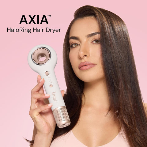 L’ANGE HAIR Axia HaloRing Ionic Hair Dryer | High Speed Professional Blow Dryer for Smooth, Frizz-Free Styles | Lightweight Brushless Motor with Concentrator & Wall Mount | 4 Heat Settings | Off-white
