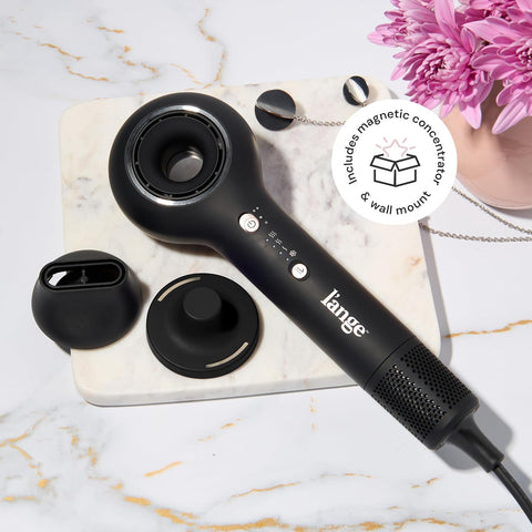 L’Ange Hair Axia HaloRing Ionic Hair Dryer | High Speed Professional Blow Dryer for Smooth, Frizz-Free Styles | Lightweight Brushless Motor with Concentrator & Wall Mount | 4 Heat Settings | Black