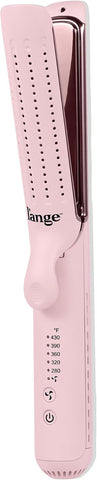 L'ANGE HAIR Le Duo Edge 360° Airflow Titanium Styler Blush | 2-in-1 Flat Iron Straightener & Curling Iron | 1” Wide Titanium Plates with Rounded Corners & Softly Beveled Edges (Blush)