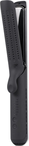 L'ANGE HAIR Le Duo Edge 360° Airflow Titanium Styler Blush | 2-in-1 Flat Iron Straightener & Curling Iron | 1” Wide Titanium Plates with Rounded Corners & Softly Beveled Edges (Black)