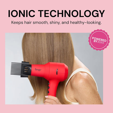 L'ANGE HAIR PowerStyle Turbo Ionic Hair Dryer | 1875 Watt Professional Blow Dryer with Diffuser & Concentrator | Multiple Heat & Speed Settings for Fast Drying | Salon-Grade Styling Tools, Red