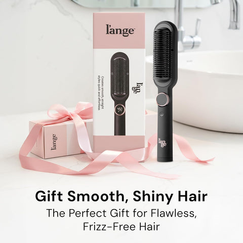 L'ANGE HAIR Smooth It 2-in-1 Hair Straightener Brush with Digital Temperature Dial Up to 450°F | Frizz Control Straightening Comb | Quick Styling Hot Brush for All Hair Types | Auto Shut-Off | Black